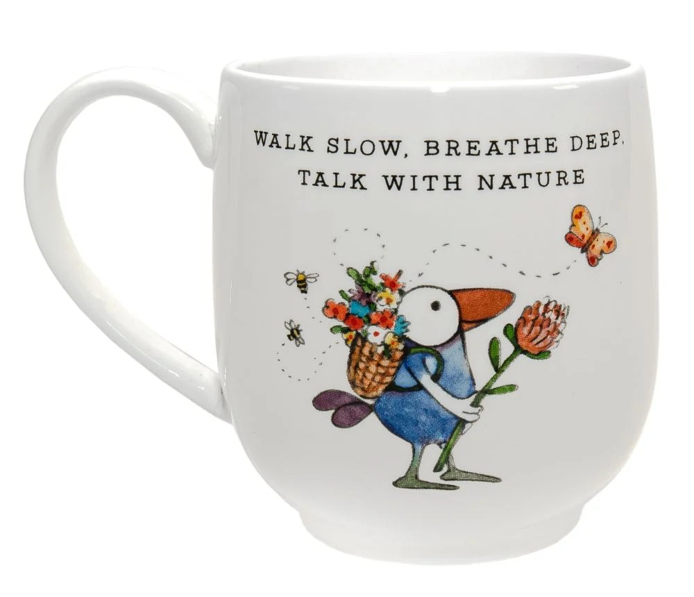 TWIGSEED FINE BONE CHINA WALK SLOW BREATHE DEEP TALK WITH NATURE CUP