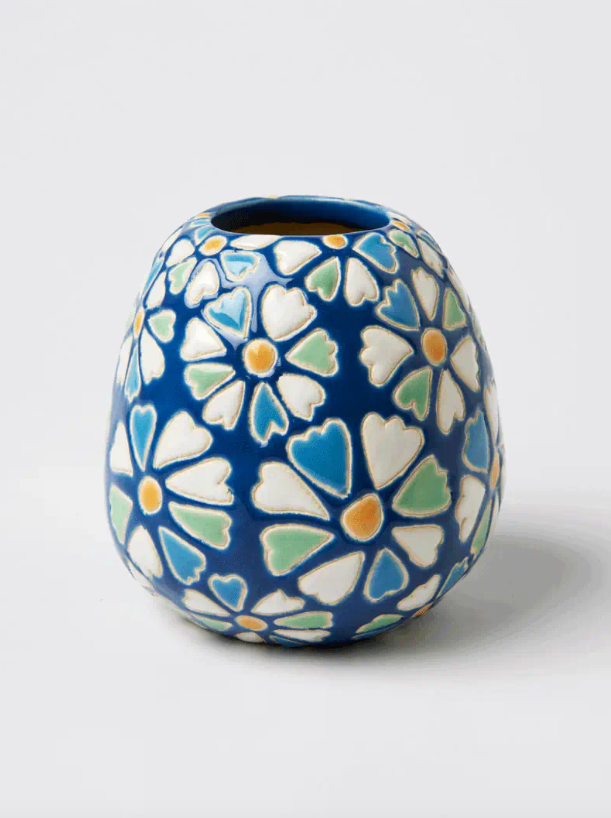 JONES AND CO BLUE DAISY VASE