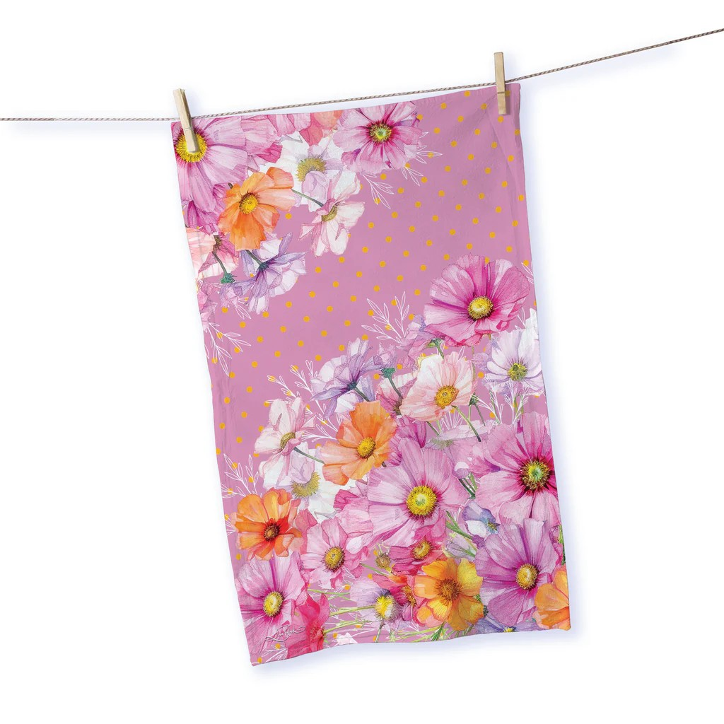 COTTON TEA TOWEL WISTFUL WILDFLOWERS