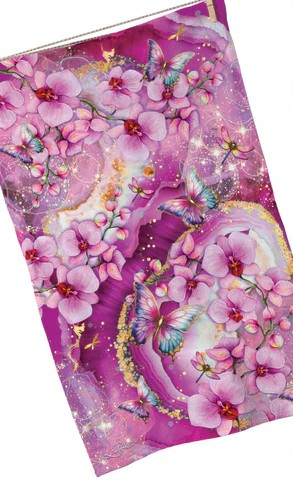 FUCHSIA  ORCHID TEA TOWEL LISA POLLICK