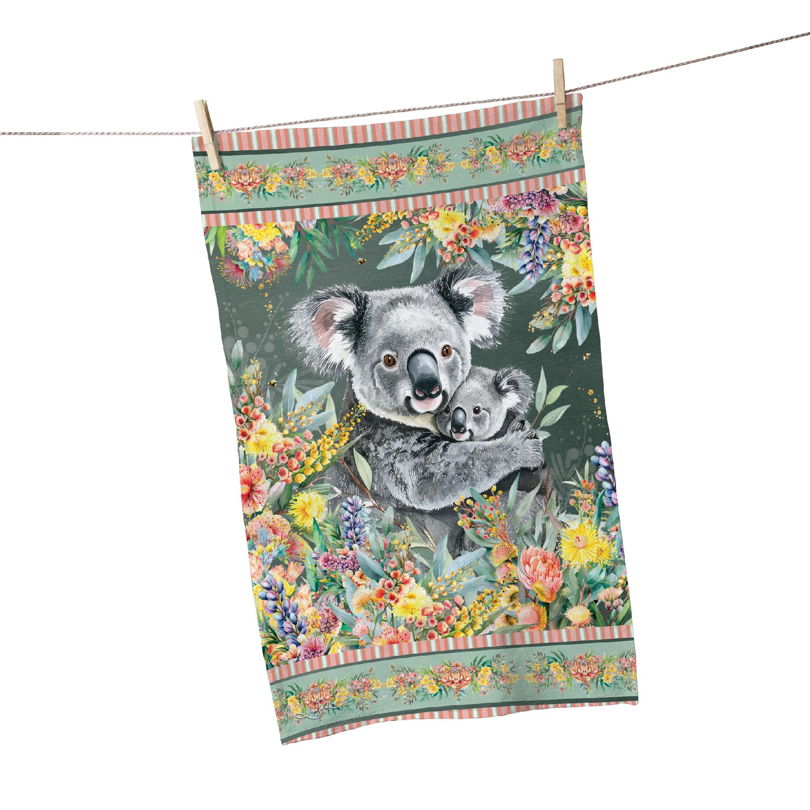 COTTON TEA TOWEL KOALA CUDDLES