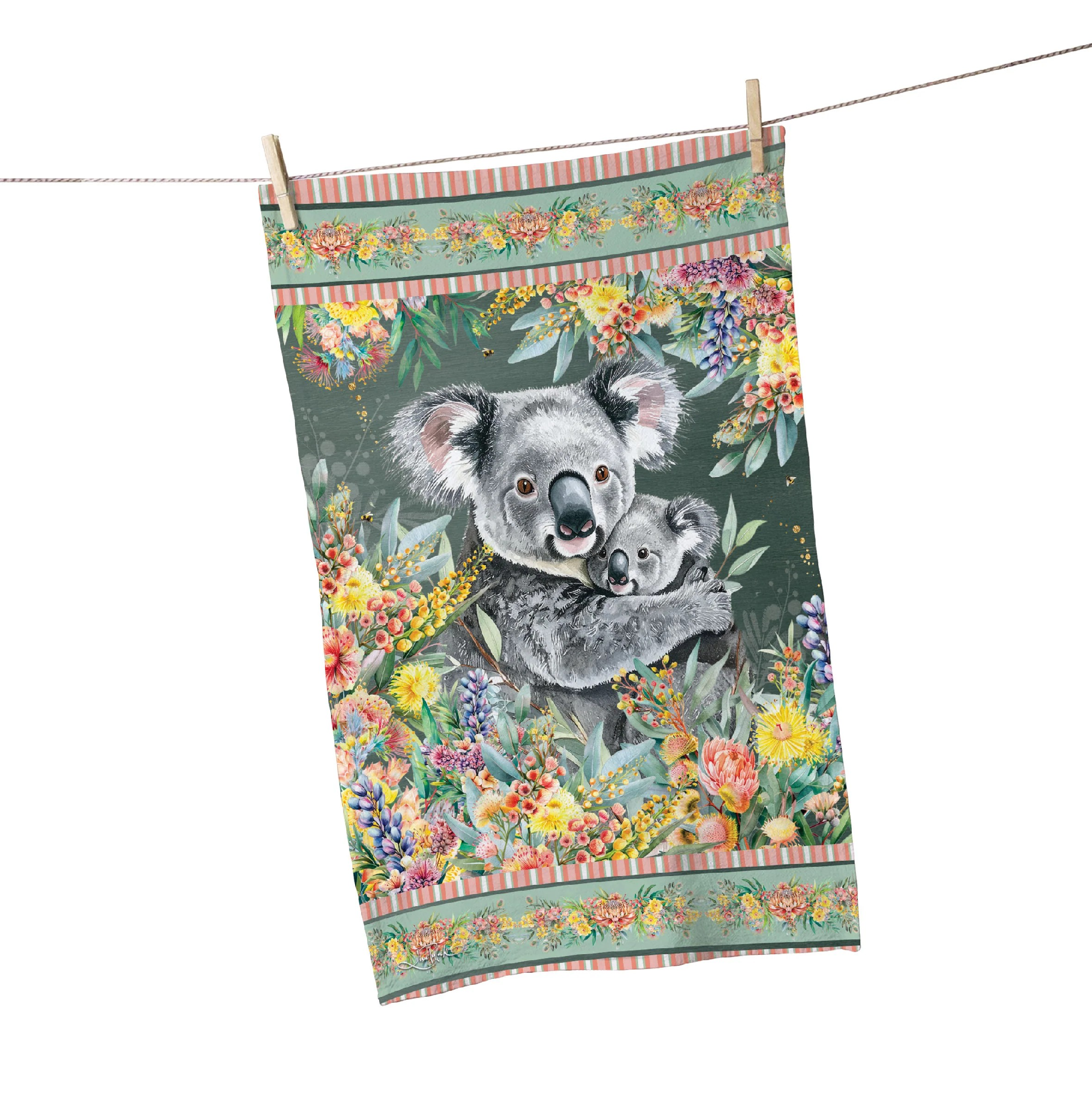 COTTON TEA TOWEL KOALA CUDDLES