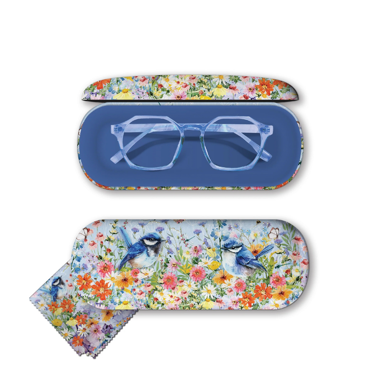 TEATIME WRENS GLASSES CASE LISA POLLICK