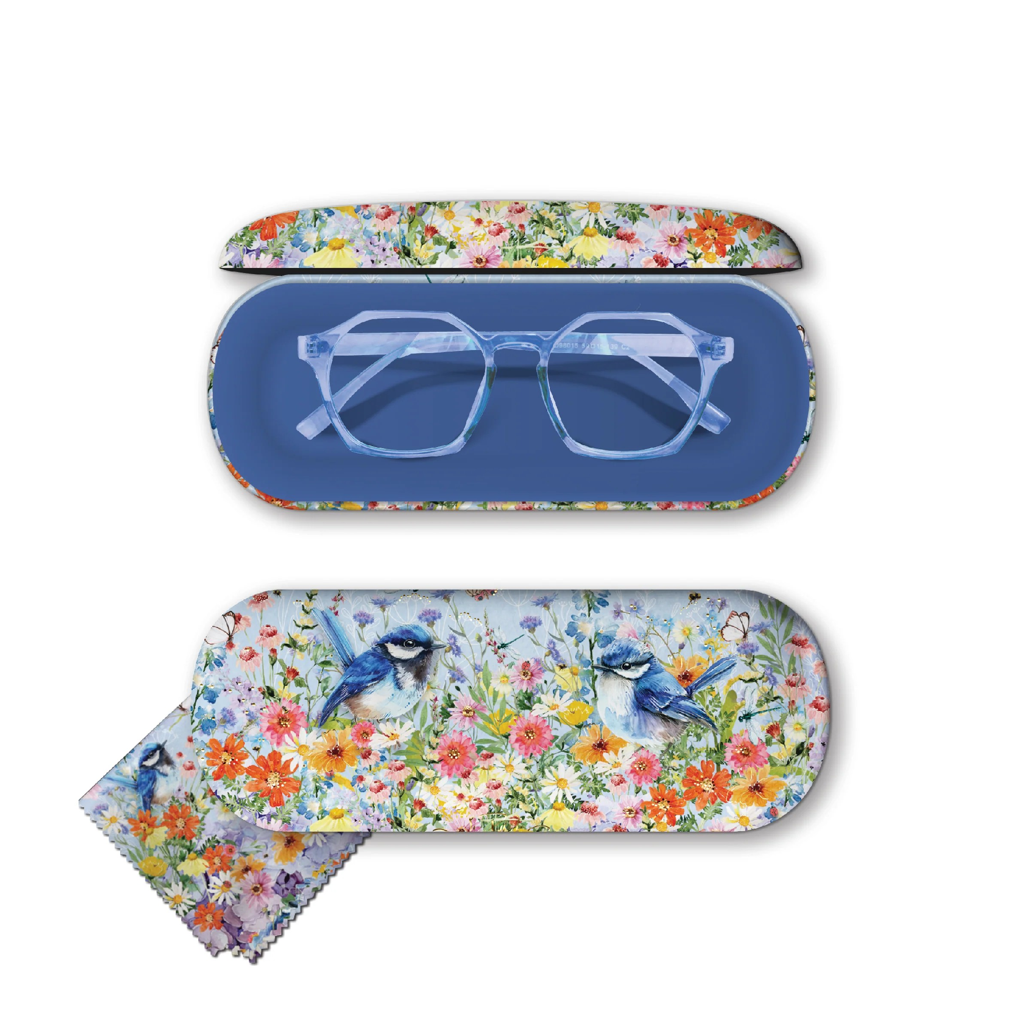 TEATIME WRENS GLASSES CASE LISA POLLICK