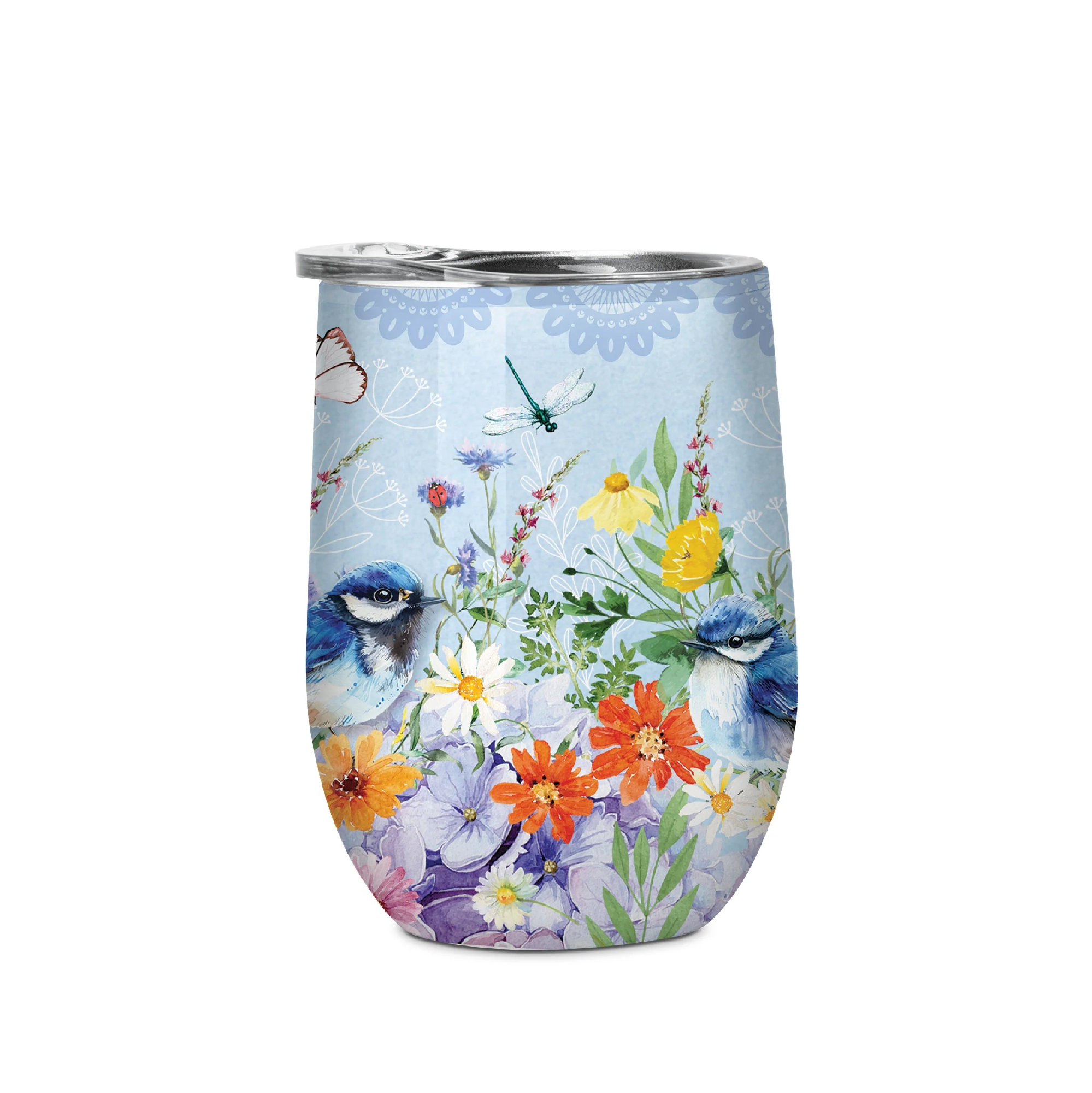 DOUBLE WALLED STAINLESS STEEL BEVVY TEATIME WRENS