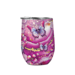 DOUBLE WALLED STAINLESS STEEL FUSCHIA BUTTERFLY ORCHID