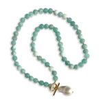 AQUAMARINE CRYSTAL NECKLACE GENUINE BAROQUE PEARL