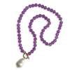 LAVENDER AMETHYST CRYSTAL NECKLACE GENUINE BAROQUE PEARL