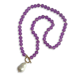 LAVENDER AMETHYST CRYSTAL NECKLACE GENUINE BAROQUE PEARL