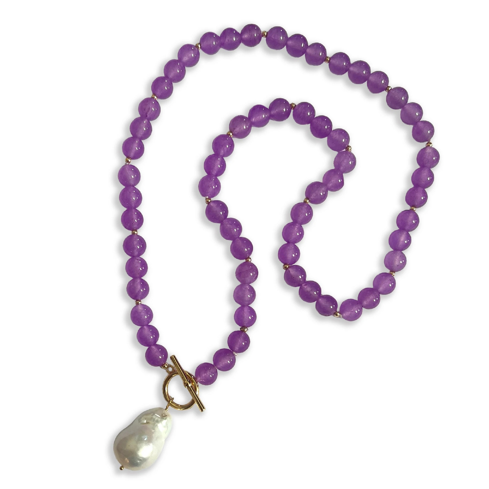 LAVENDER AMETHYST CRYSTAL NECKLACE GENUINE BAROQUE PEARL