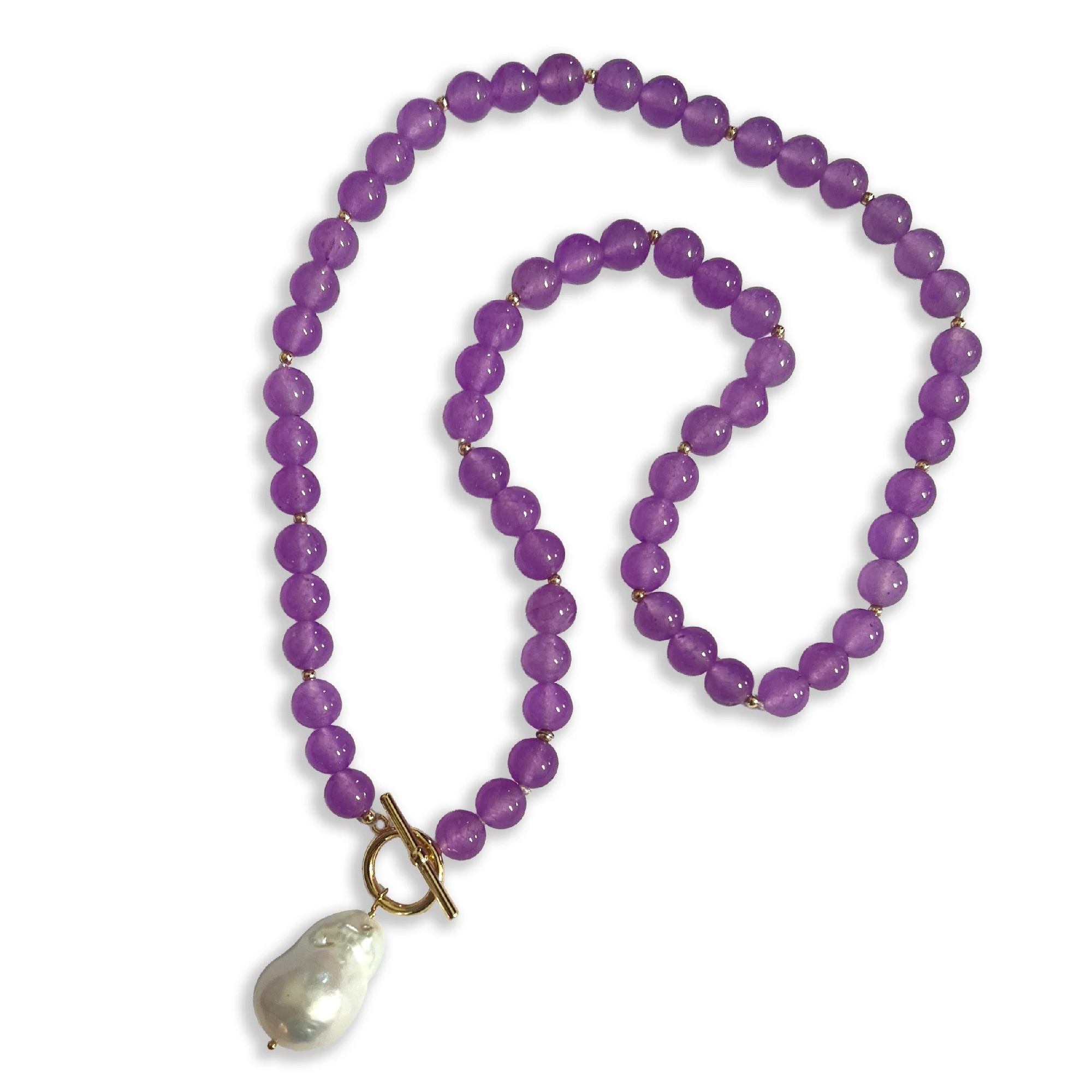 LAVENDER AMETHYST CRYSTAL NECKLACE GENUINE BAROQUE PEARL