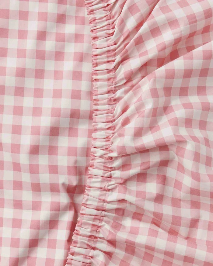 GINGHAM CANDY ORGANIC COTTON FITTED SHEET KING KIP & CO