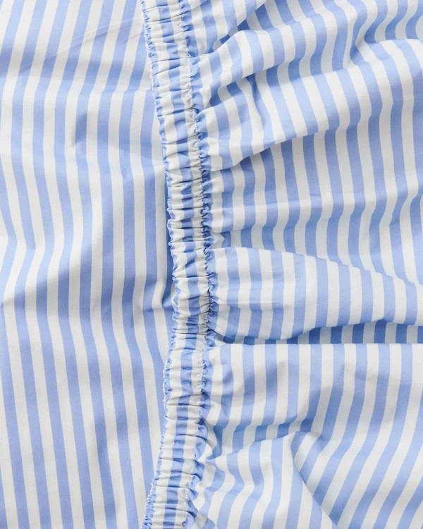 KIP & CO SEASIDE STRIPE ORGANIC COTTON FITTED SHEET KING
