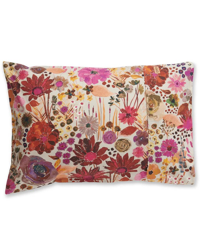 KIP & CO FIELD OF DREAMS SILVER ORGANIC COTTON PILLOWCASES STANDARD SET