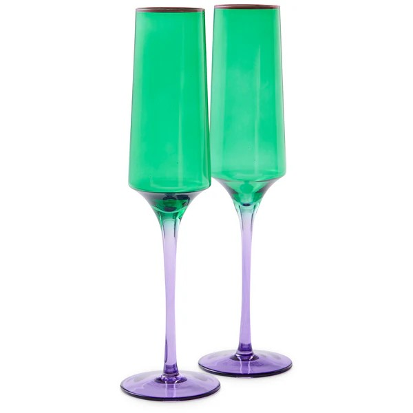 KIP & CO JADED CHAMPAGNE GLASS 2 PIECE SET
