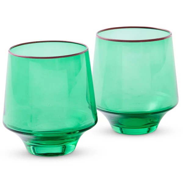 KIP & CO JADED TUMBLER GLASS 2 PIECE SET 
