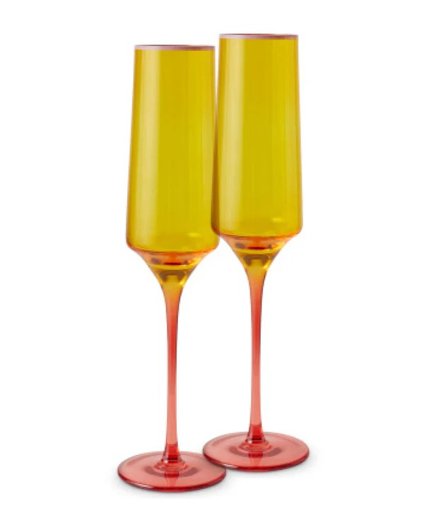 KIP & CO TROPICAL PUNCH CHAMPAGNE GLASSES 2 PIECE SET 