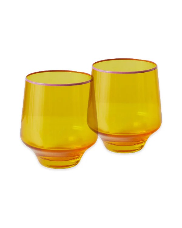 KIP & CO TROPICAL PUNCH TUMBLER GLASS 2 PIECE SET 