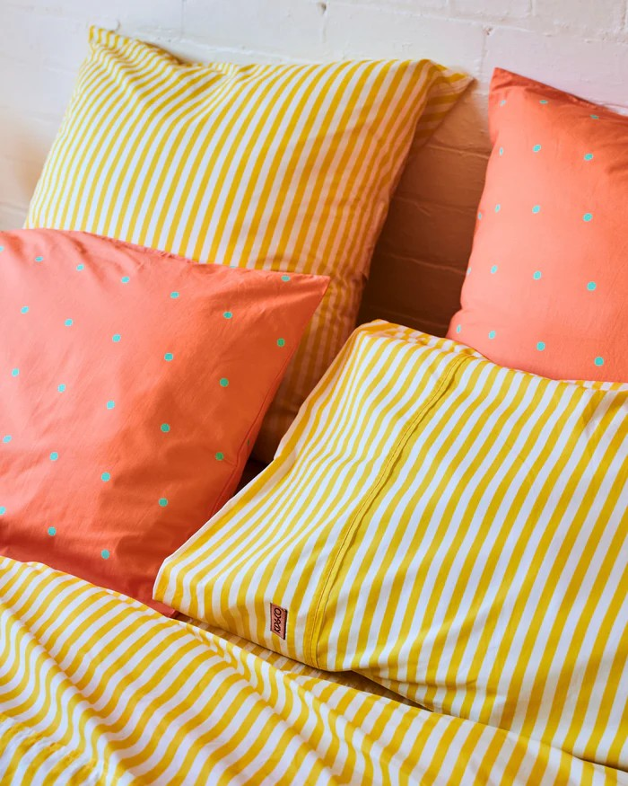 KIP & CO LIMONCELLO STRIPE ORGANIC COTTOIN EUROPEAN PILLOWCASES 2P SET