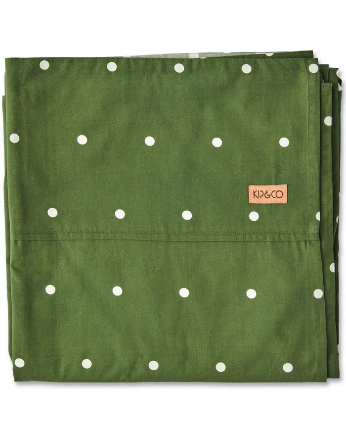 KIP & CO POLKA DOT CACTUS ORGANIC COTTON FLAT SHEET KING