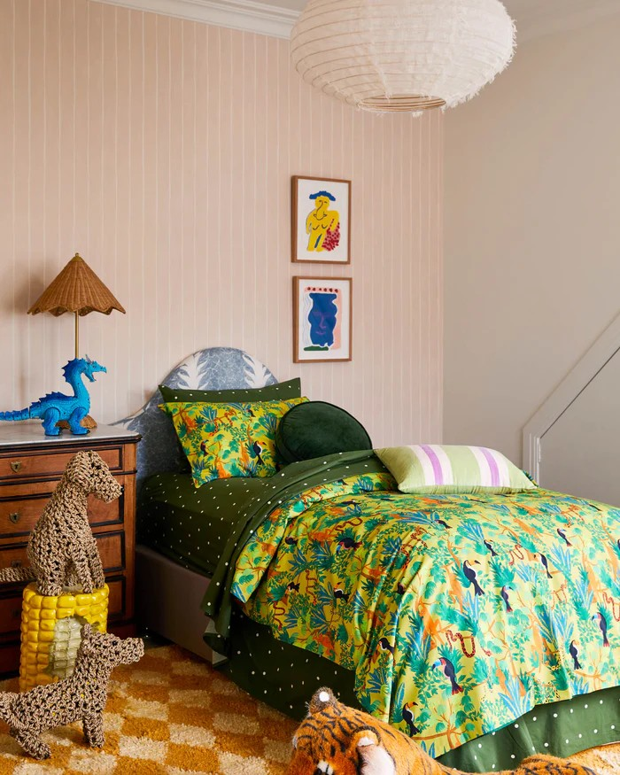 KIP & CO POLKADOT CACTUS ORGANIC COTTON KING FITTED SHEET