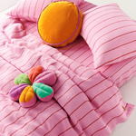 KIP & CO ICED VOVO STRIPE LINEN FLAT SHEET QUEEN