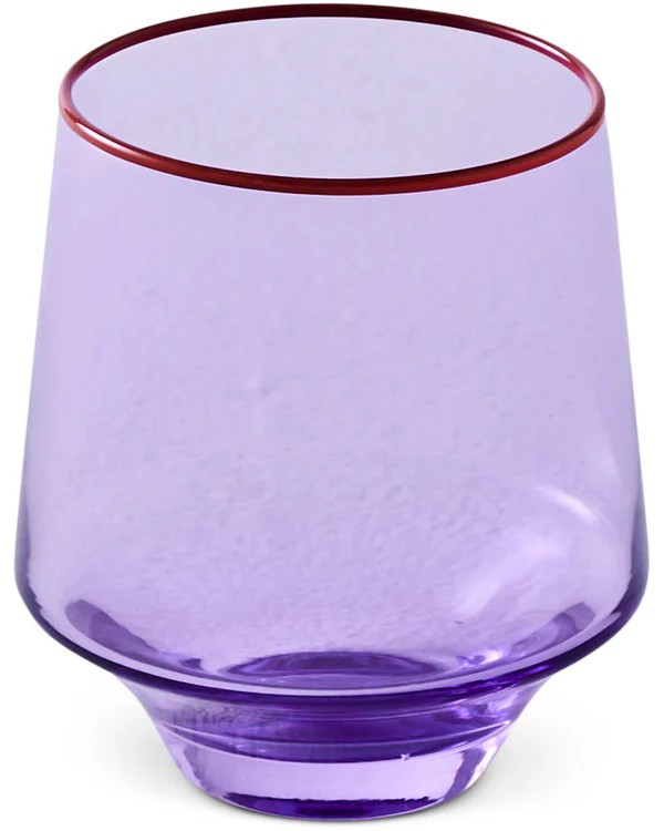 KIP & CO LILAC COLOUR BLOCK TUMBLER GLASS 2P SET 