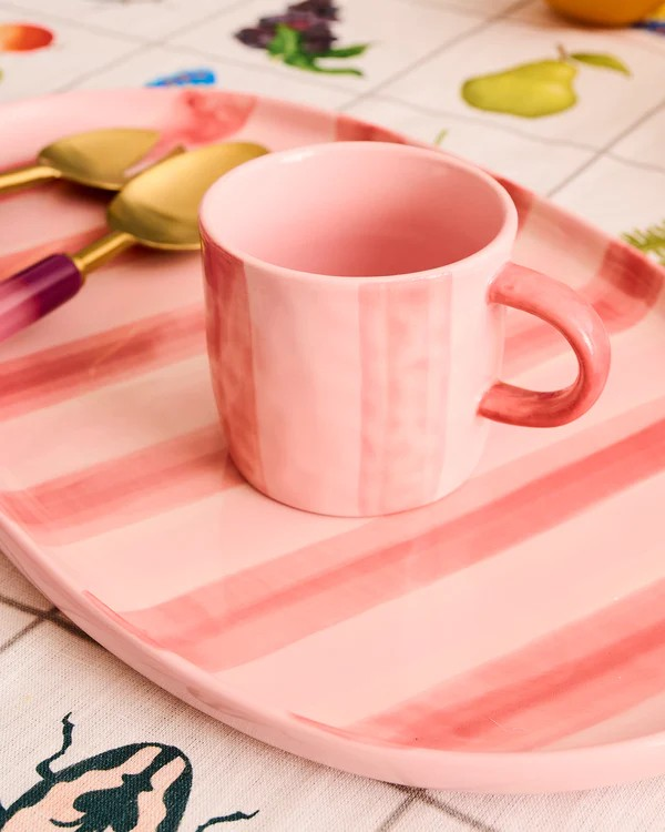 KIP & CO PINK STRIPE MUGS 2PCE