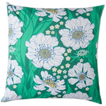 KIP & CO TUMBLING FLOWERS GREEN ORGANIC COTTON EUROPEAN PILLOWCASES 2P SET