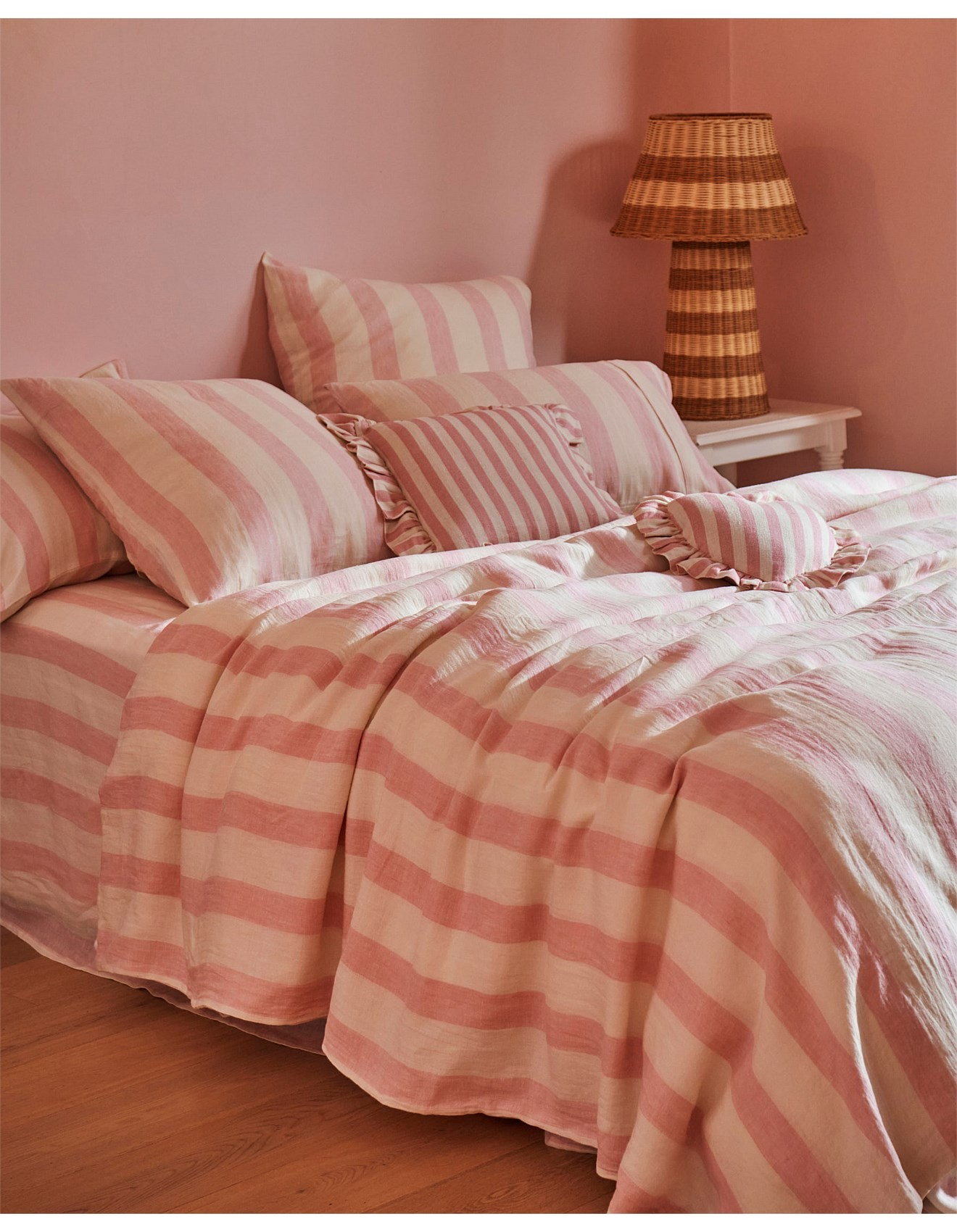 KIP & CO CANDY STRIPE LINEN QUILT COVER KING 