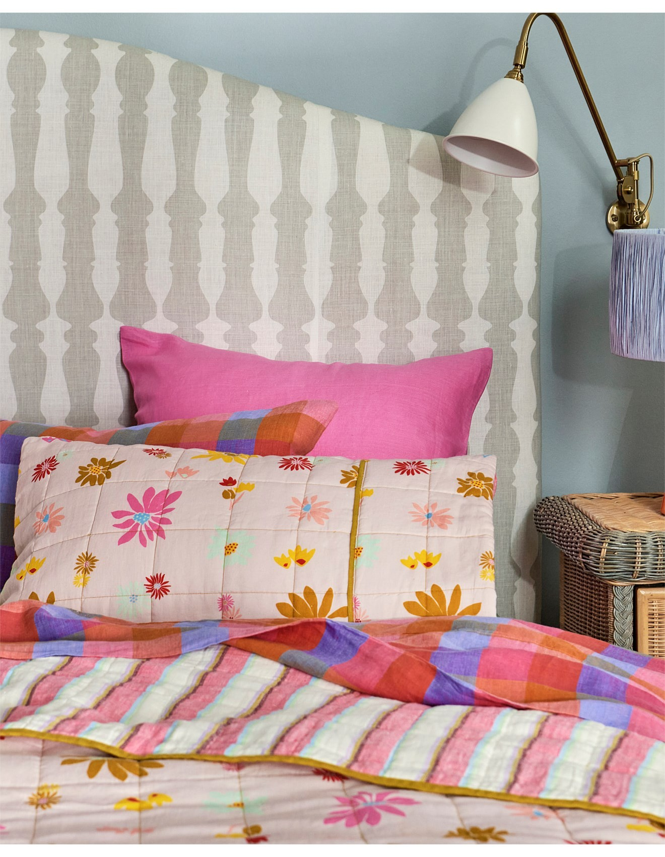 KIP & CO AURORA PINK LINEN EUROPEAN PILLOWCASES 2P SET