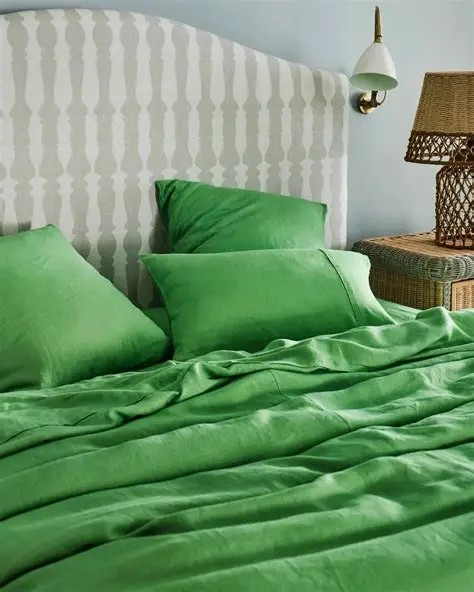 KIP & CO GREEN TEA LINEN EUROPEAN PILLOWCASES 2P SET