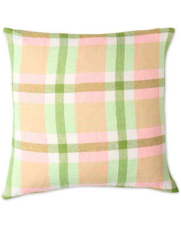 KIP & CO PISTACHIO TARTAN LINEN EUROPEAN PILLOWCASES 2P SET