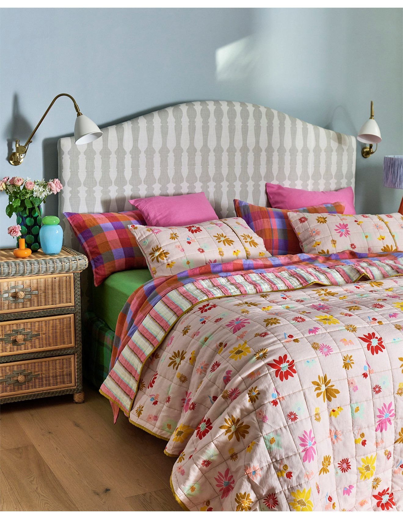 KIP & CO AURORA PINK LINEN FITTED SHEET KING