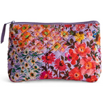 FOREVER FLORAL LILAC QUILTED COTTON TOILETRY PURSE