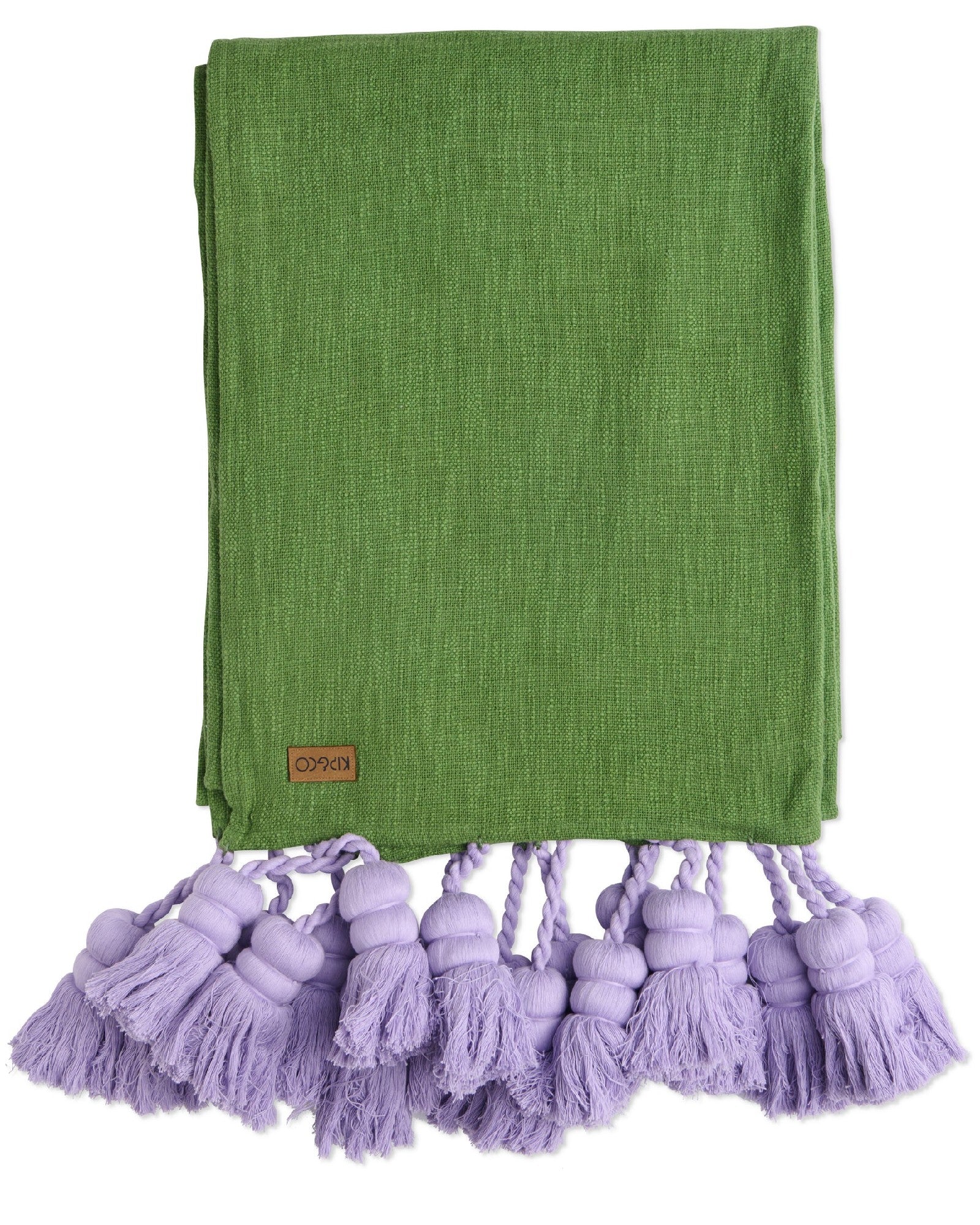 KIP AND CO GREEN WITH ENVY TASSEL THROW 