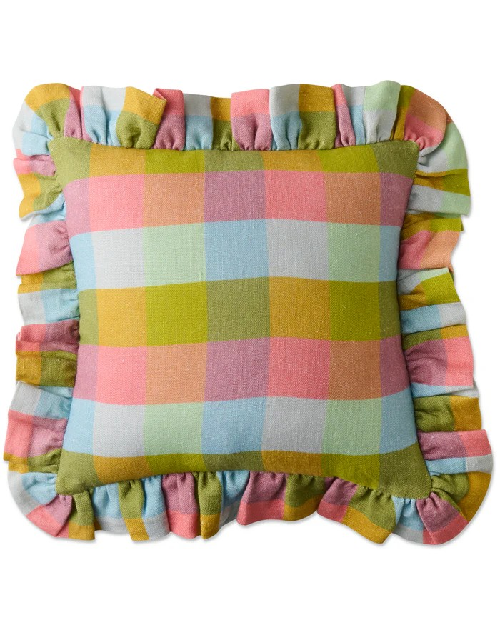 FLORIDA TARTAN FRILL CUSHION ONE SIZE KIP & CO
