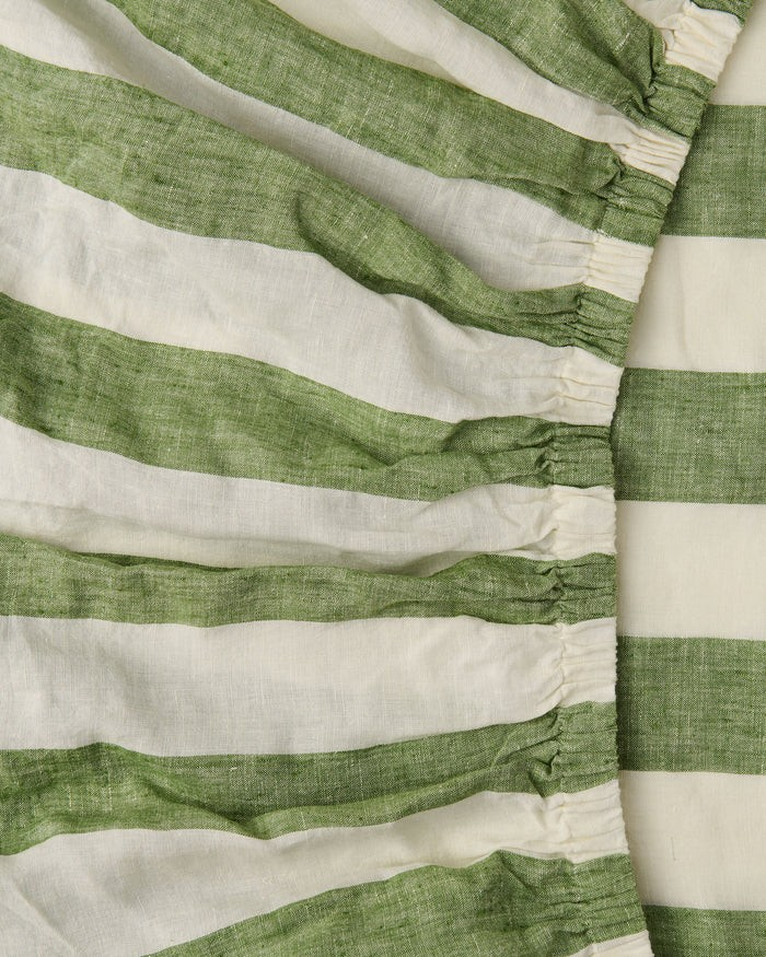 MOSS STRIPE LINEN FITTED SHEET KING 
