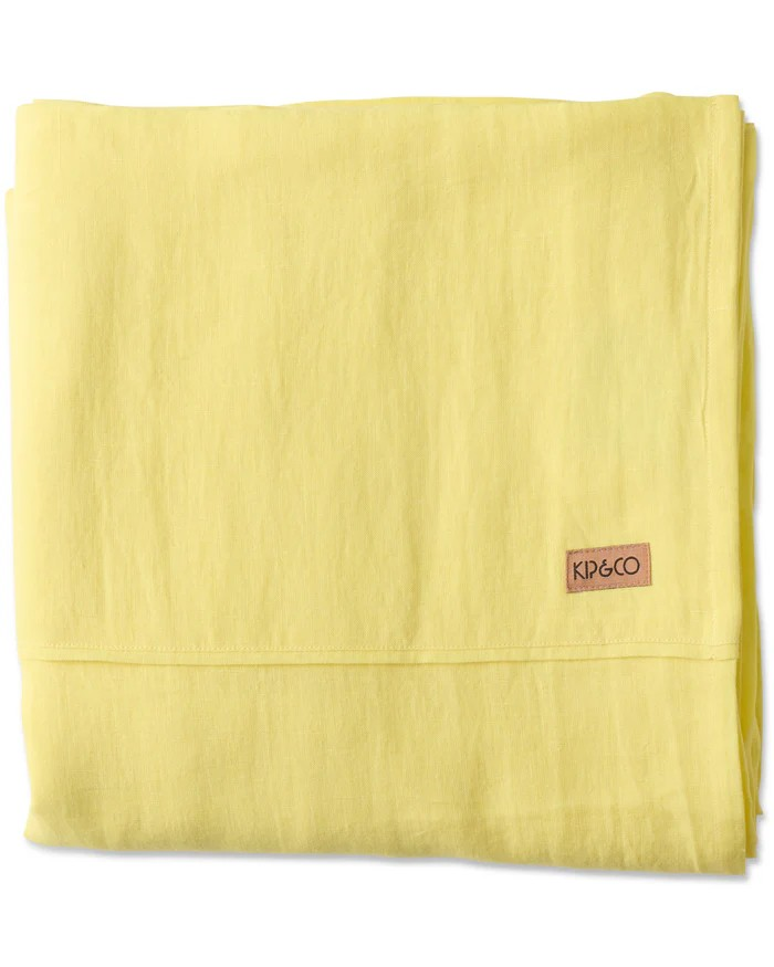 KIP & CO LEMON BUTTER LINEN FLAT SHEET QUEEN