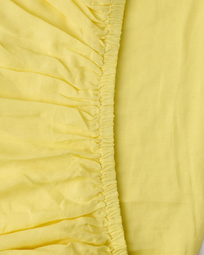 KIP & CO LEMON BUTTER LINEN FITTED SHEET KING