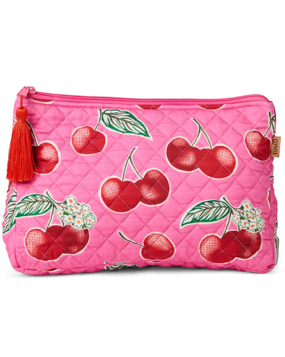 KIP & CO CHERRY BLOSSOM QUILTED COTTON TOILETRY PURSE