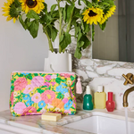 FOLLOW THE SUN YELLOW QUILTED COTTON TOILETRY CASE