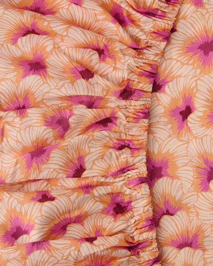 HIBISCUS PEACH LINEN FITTED SHEET KING KIP & CO