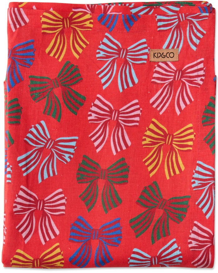 ROUND FESTIVE BOW TABLE CLOTH KIP & CO