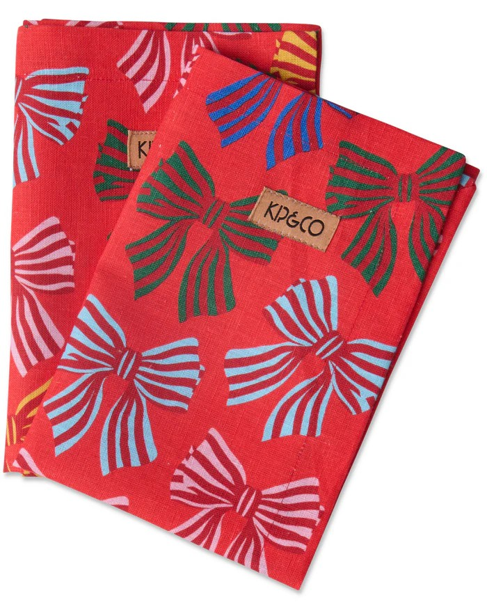 NAPKIN SET FESTIVE BOW KIP & CO