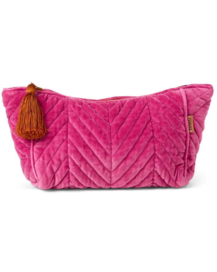 PINK VELVET TOILETRY BAG ONE SIZE KIP & CO