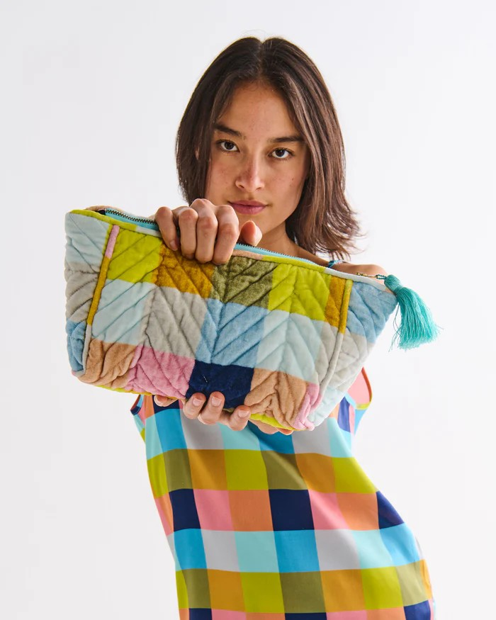 FLORIDA TARTAN VELVET TOILETRY BAG ONE SIZE KIP & CO