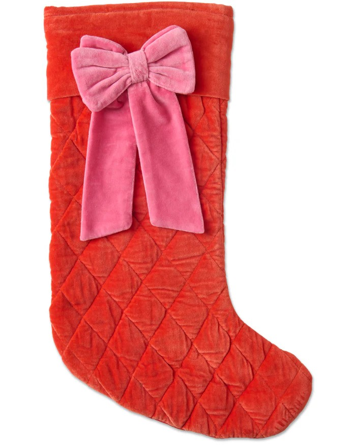 CHRISTMAS BOW VELVET STOCKING ONE SIZE KIP & CO