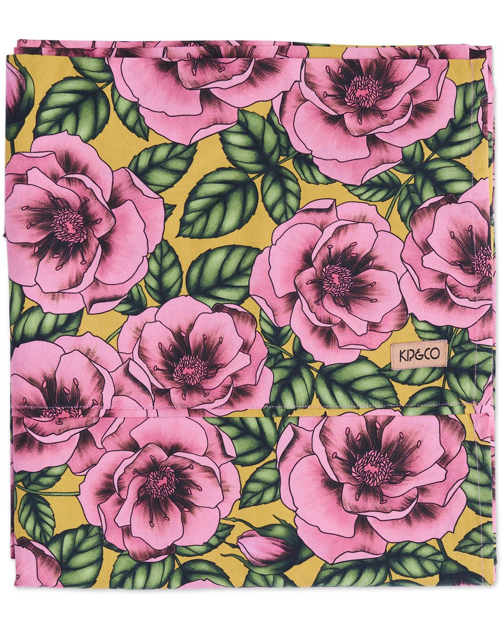 KIP & CO GOLDEN PEONY ORGANIC COTTON FLAT SHEET QUEEN