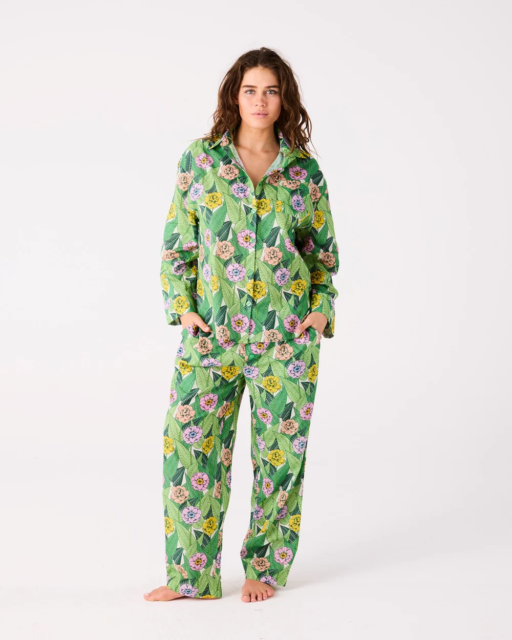 IN BLOOM ADULT ORGANIC COTTON LONG SLEEVE SHIRT AND PANT PJ SET SIZE 10